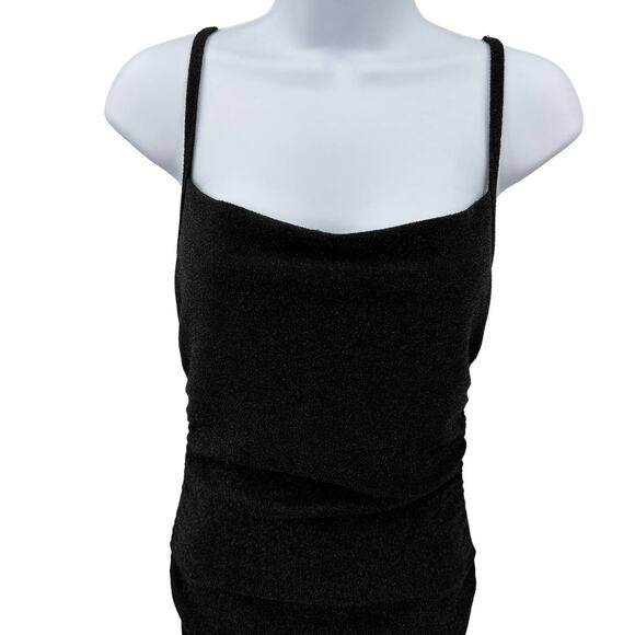 Forever Rose Couture Ruched Bodycon Dress Small Black Stretchy Prom Maxi Formal - Picture 7 of 12